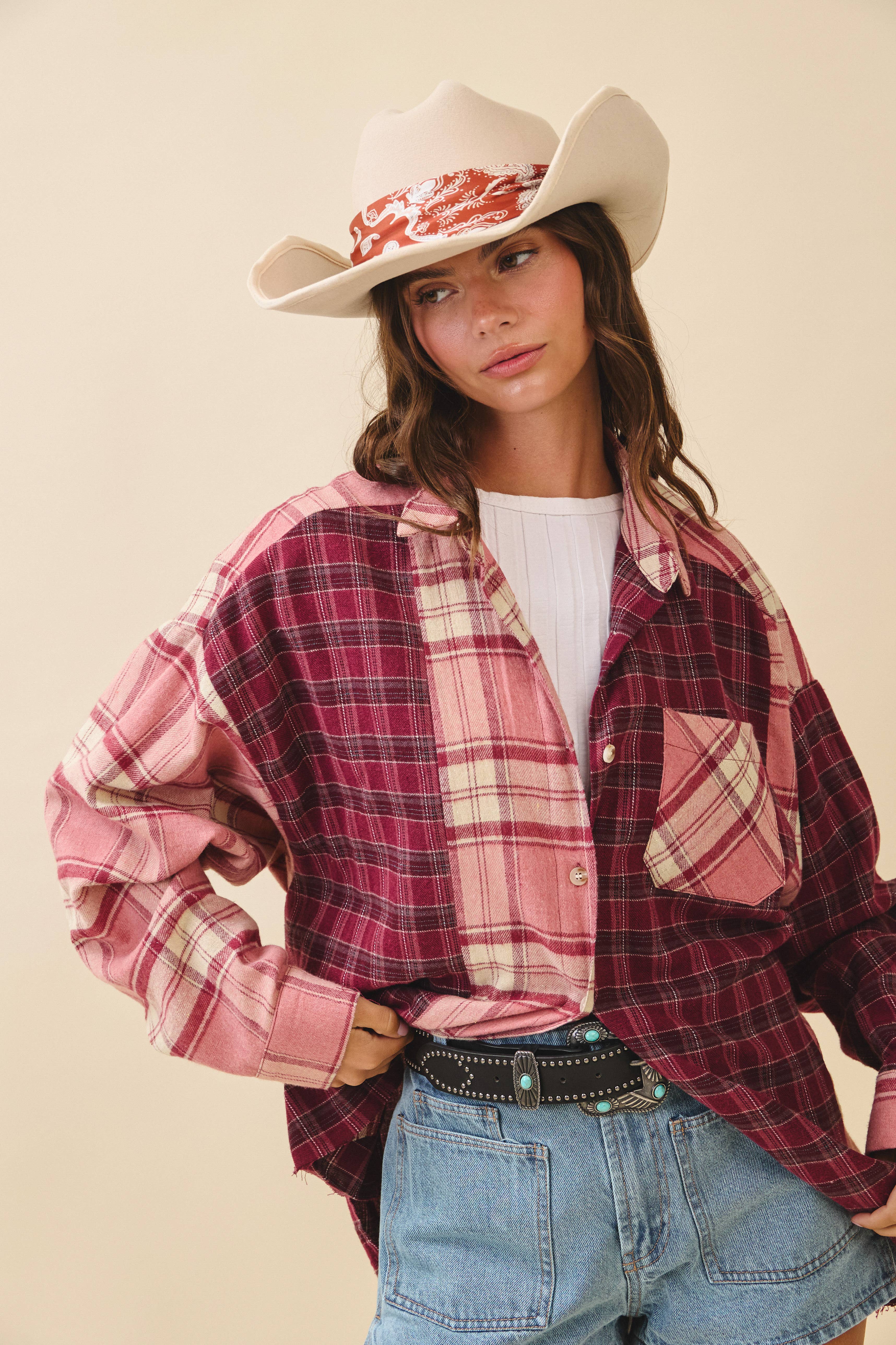 AEMI + CO - Wholesale Button Down Shirt - Women's - 8376EN Kambrie Plaid Flannel Shirt33