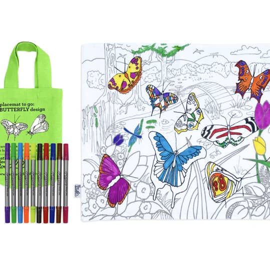 eatsleepdoodle - Vente Kit de bricolage – enfant - Kit de bricolage - Tapis à colorier - Set de table en forme de papillon à emporter0