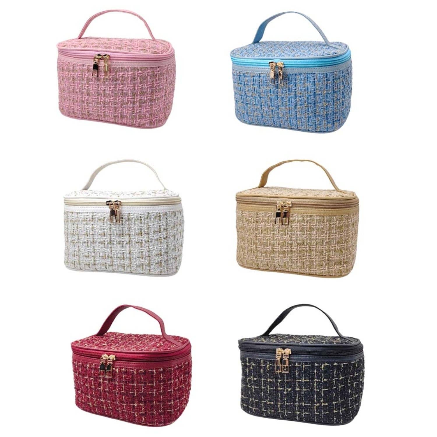 MiMi Wholesale - Wholesale Makeup/Cosmetic Bag - Tweed Double Zip Cosmetic Bag9