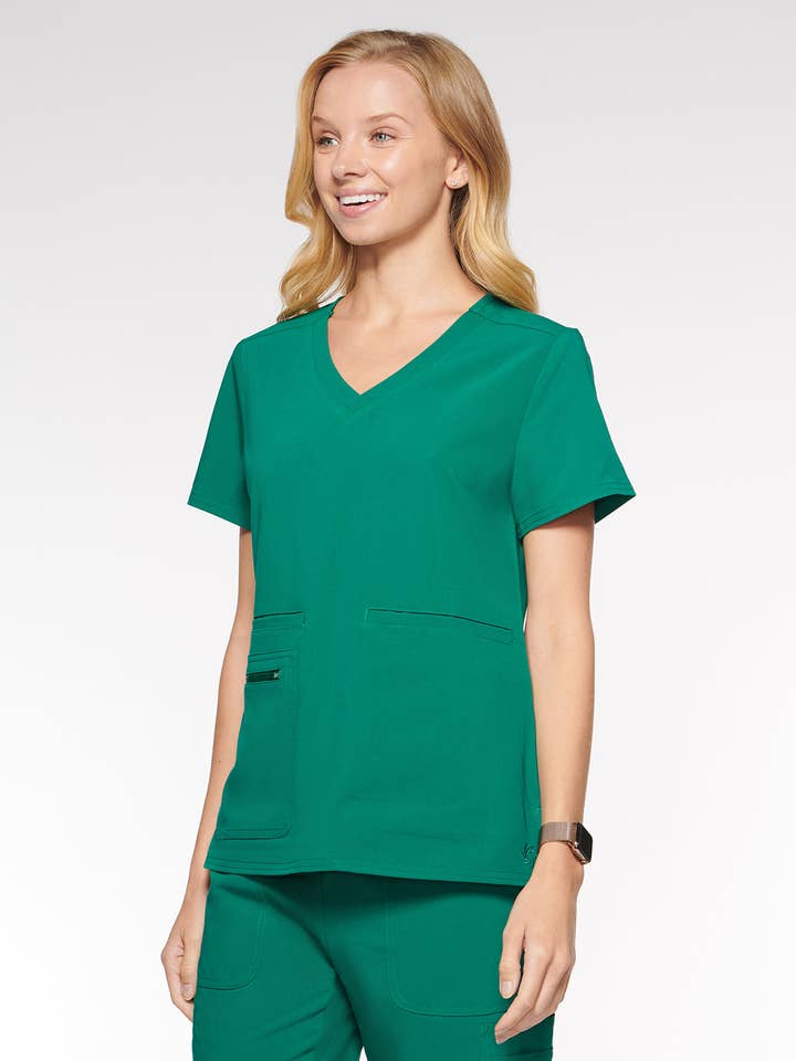 Aura Naturale - Wholesale Uniform voor gezondheidszorg - Dames - Kara Dames Ronde Hals Scrubstop met 4 Zakken (94002)1