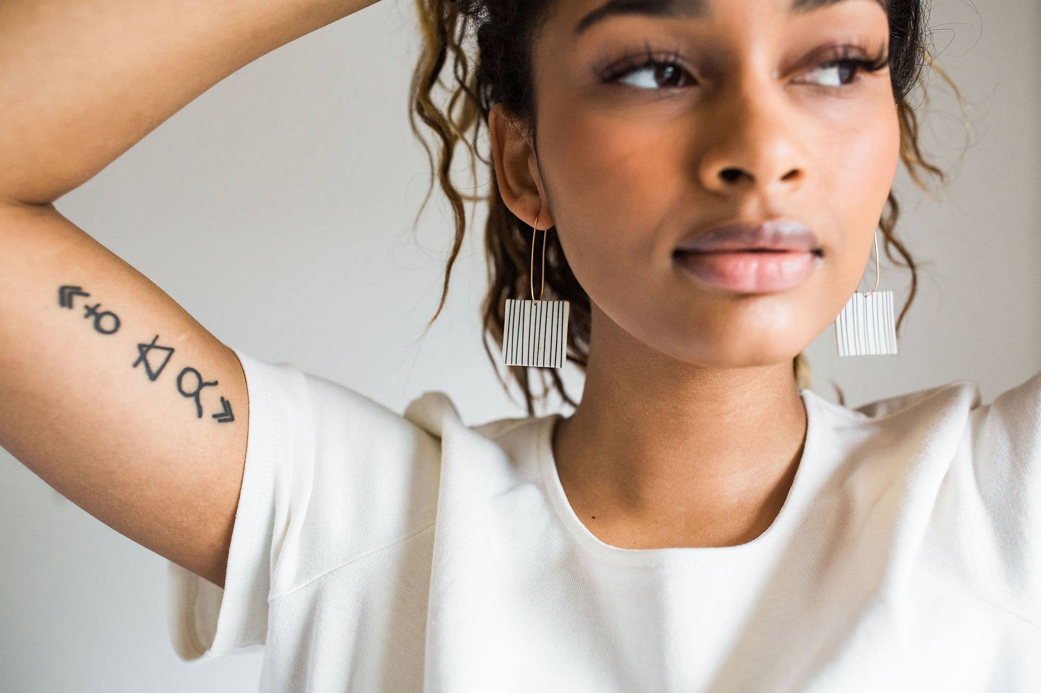 Jenna Vanden Brink Ceramics - Wholesale Dangle Earrings - Pinstripe Square Drops3