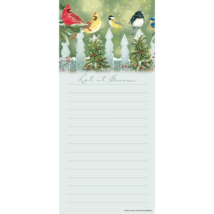 Pumpernickel Press - Wholesale Notepad - Winter Birds - Christmas List Pad