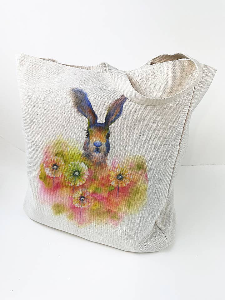 Large Linen/Canvas Tote Bag - Peekaboo - Easter Bunny for wholesale by Oladesign