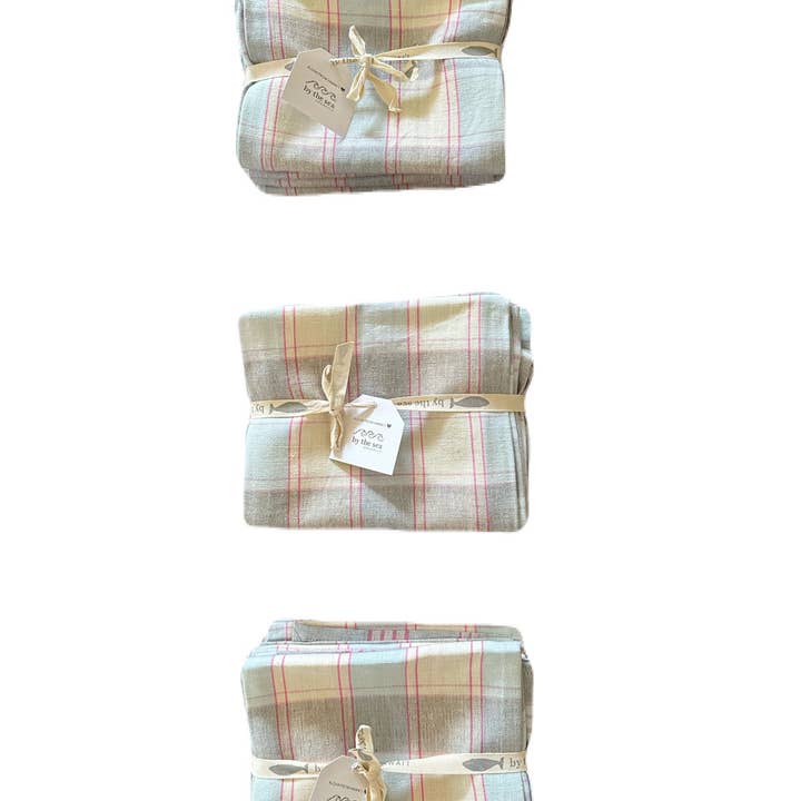 By the sea organics - Wholesale Dinner & Cloth Napkin - COUNTRY PLAID LINEN NAPKIN SET