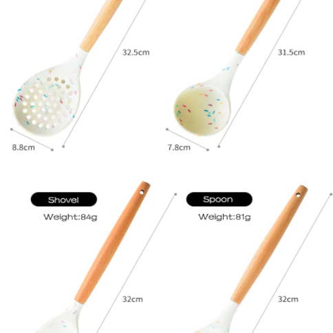 Homerely (We Cover All Import Duties) - Wholesale Kitchen utensil set - Colourful White Silicone Utensils Set5