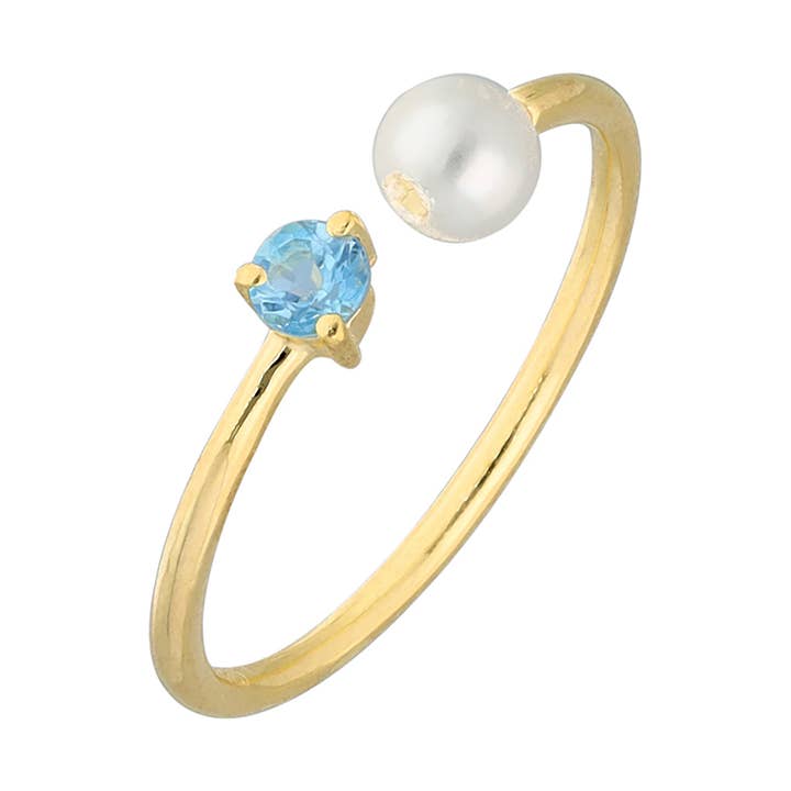 Vergoldeter Überzugsring aus Silber mit Ozeanperle für den Großhandel von Tiramisu