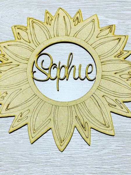 Sunflower with Name for wholesale by manchester laser cuts