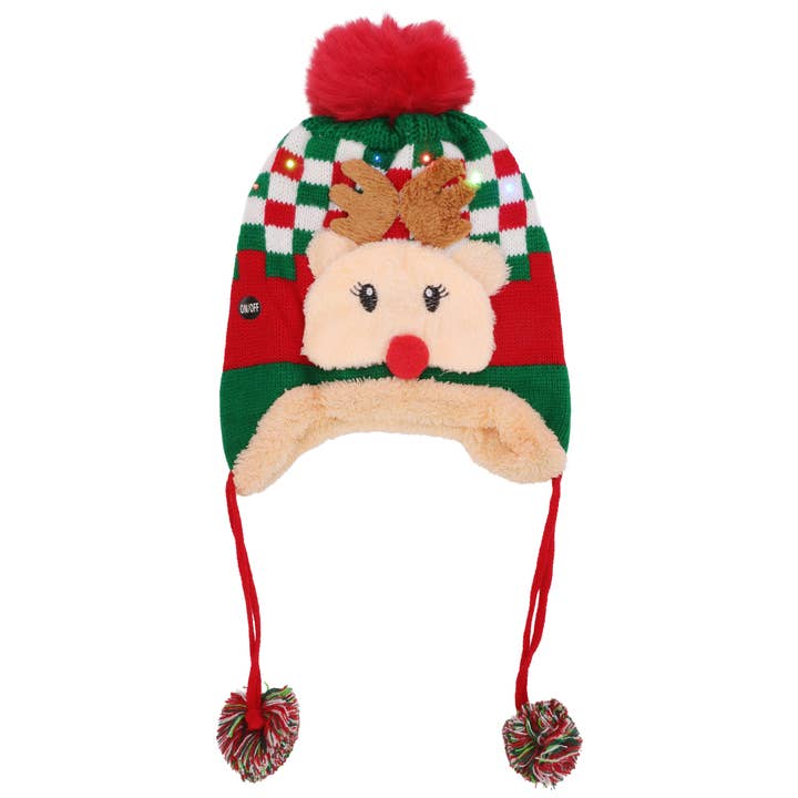 ASSORTED Kids Christmas Led Ear Cover Chin Strap Beanie for wholesale on Faire7