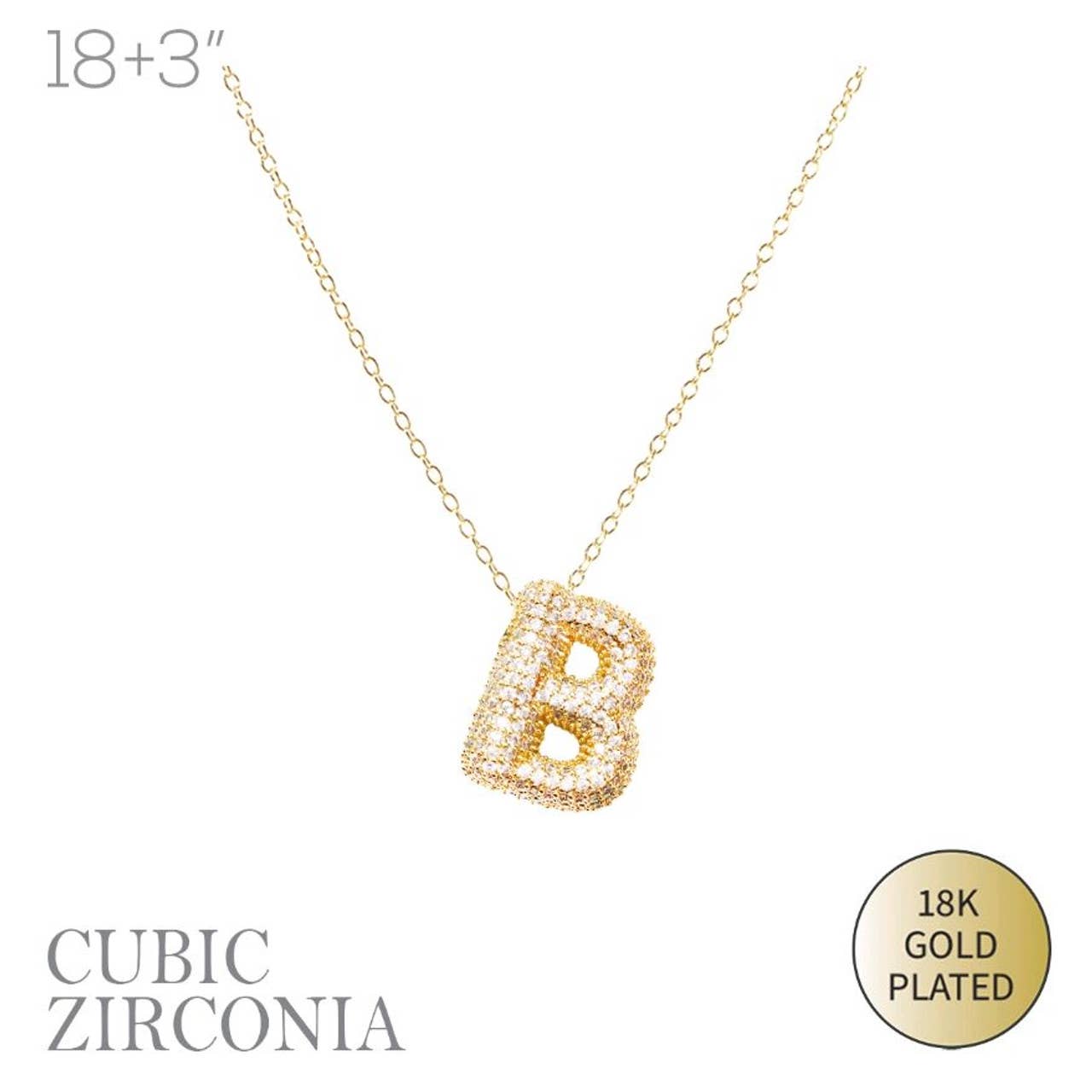 Selini New York - Vente Colliers à pendentif - Collier Initiale Plaqué Or avec Bulles et Cristaux Étincelants3