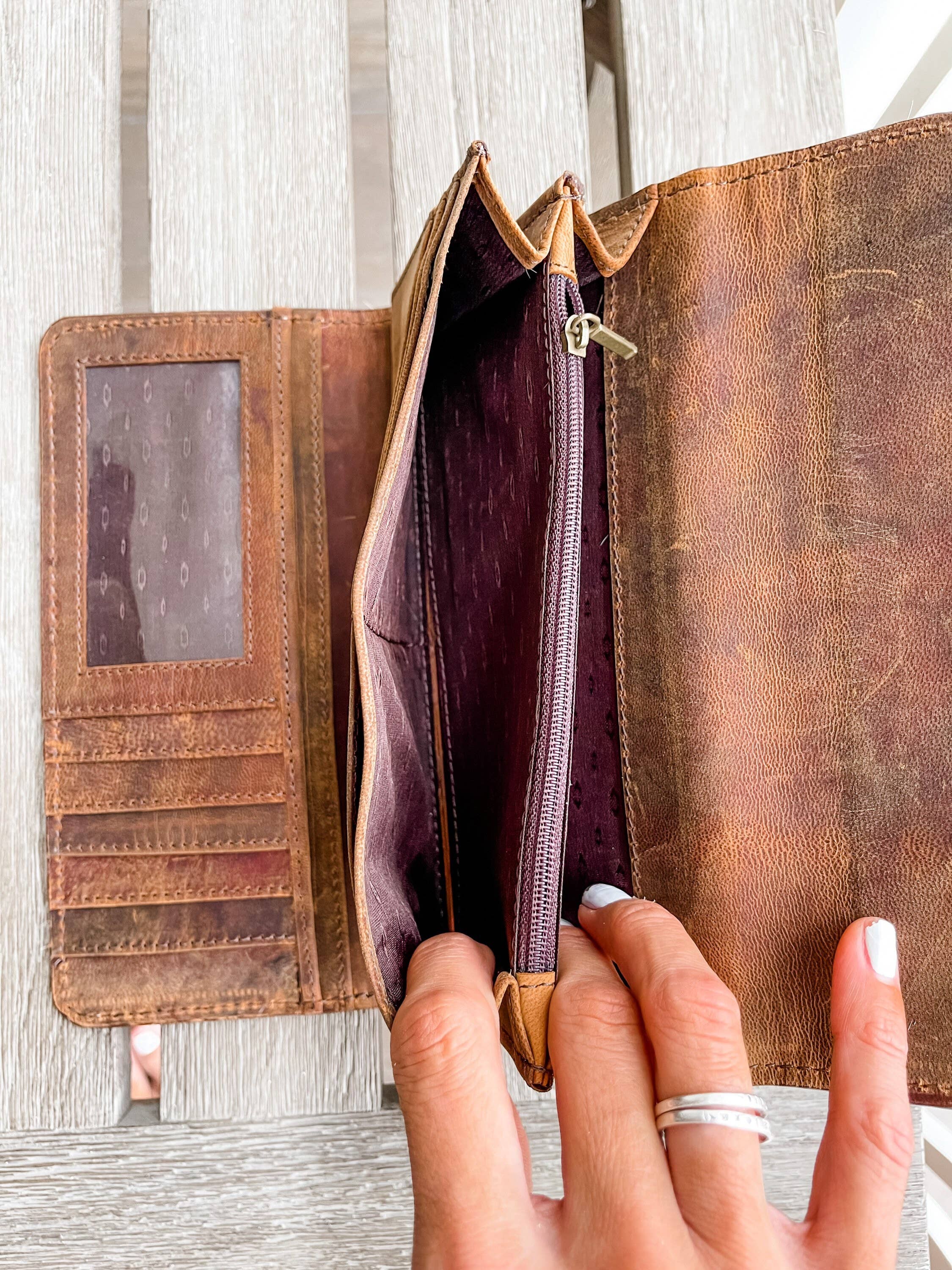 Boho Ranch Shop - Vente Portefeuille – femme - Portefeuille en cuir de vachette Western Hair On Vache6