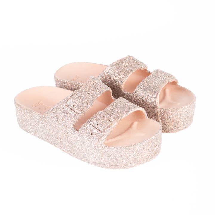 Cacatoès Caipirinha Glitter Nude Wedge Sandals-Women for wholesale by Cacatoès