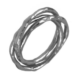 Bague en argent - 3 anneaux - plaqué ruthénium - 12 pour la vente par Buganto