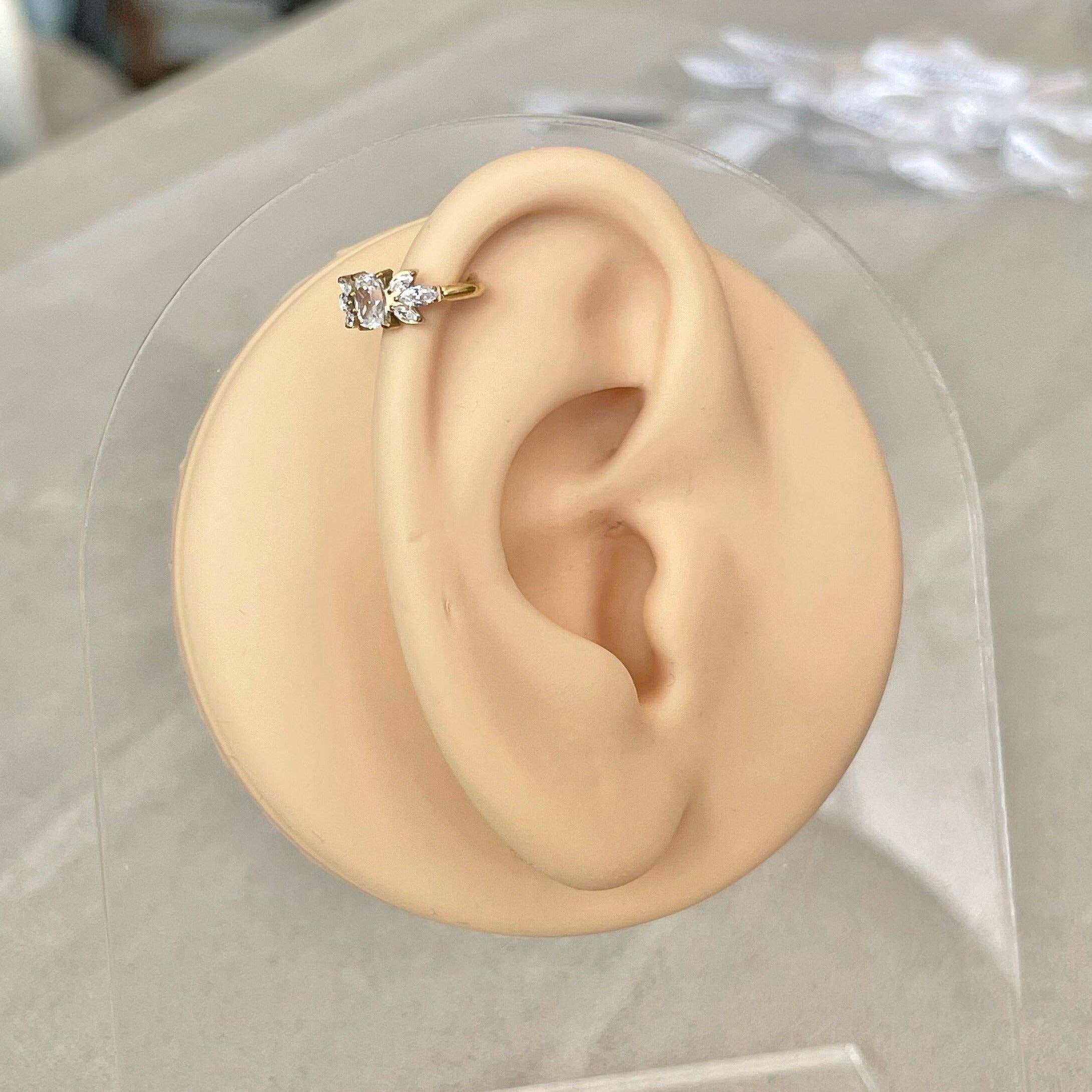 Elara Body Jewelry - Wholesale Single Earring - Gold Helix or Conch Earring (16G | 8mm or 10mm | Titanium | Gold or Silver)4