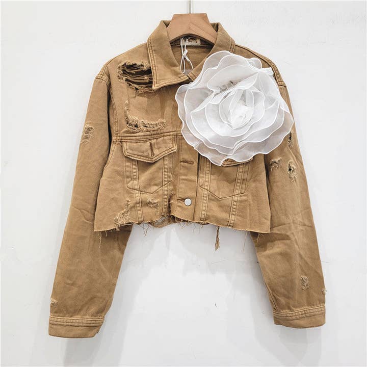 SALINA TRADING INC - Wholesale Denim Jacket - Women's - Distressed Denim Jacket with Floral Design13