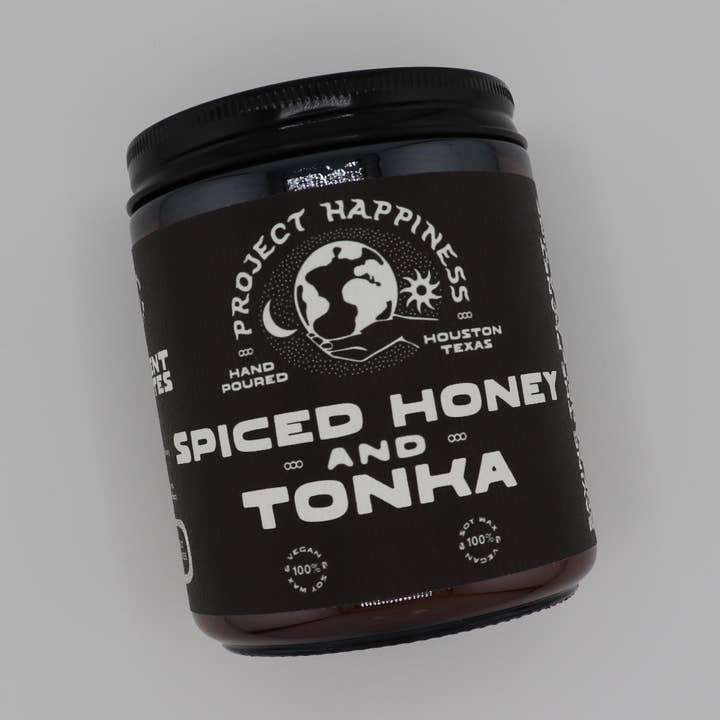 Spiced Honey and Tonka Soy Candle - 8oz | Fall Scent for wholesale by Project Happiness Candle Co.