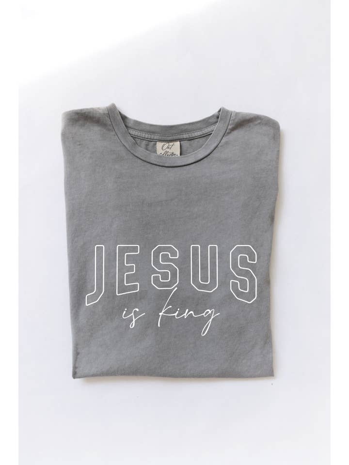 OAT COLLECTIVE - Wholesale Screen Printed T-Shirt - Women's - JESUS IS KING Mineral Washed Graphic Top