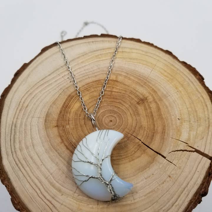 CHAKRA JEWELRY - Wholesale Pendant/Charm Necklace - Moon Natural Stone Life Tree Necklace