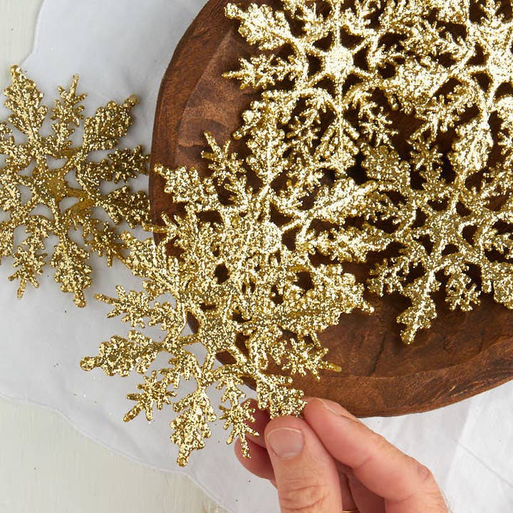 Factory Direct Craft - Wholesale Ornament - Pack of 6 Gold Glittered Snowflake Ornaments (Select Size)2