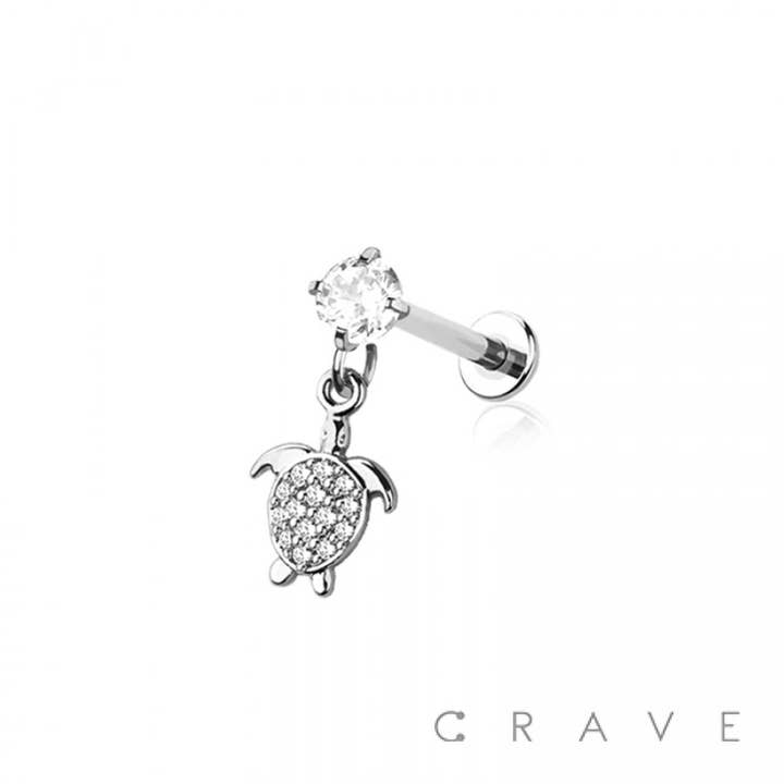CRAVE BODY JEWELRY - Wholesale Single Earring - SEA TURTLE 316L SURGICAL STEEL INTERNALLY THREADED LABRET