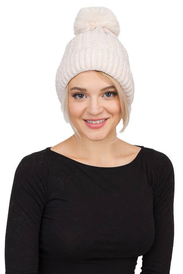 Cap Zone - Wholesale Beanie - Women's - Velvet Fleece Chevron Ribbed Knit Beanie4