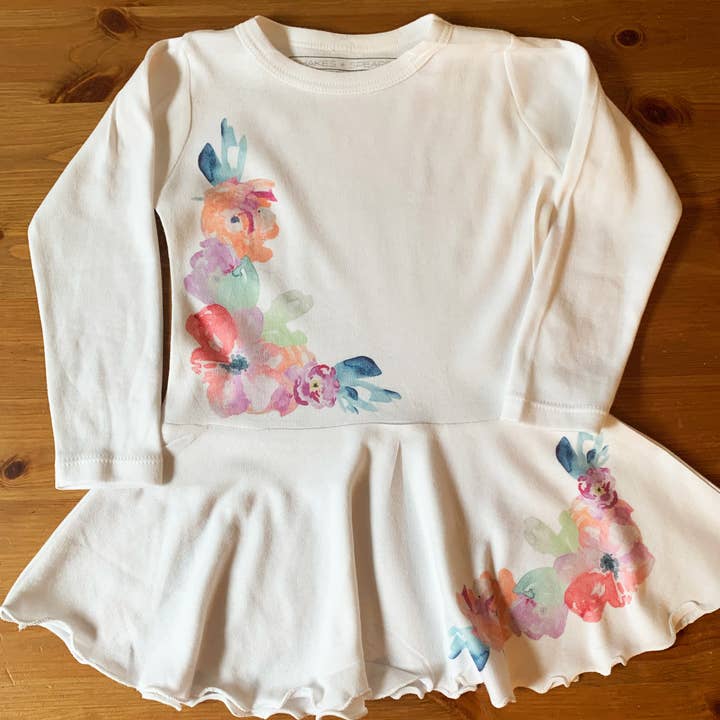 Vestido Baby LS - Flores en acuarela para venta al por mayor de Shakes + Speares