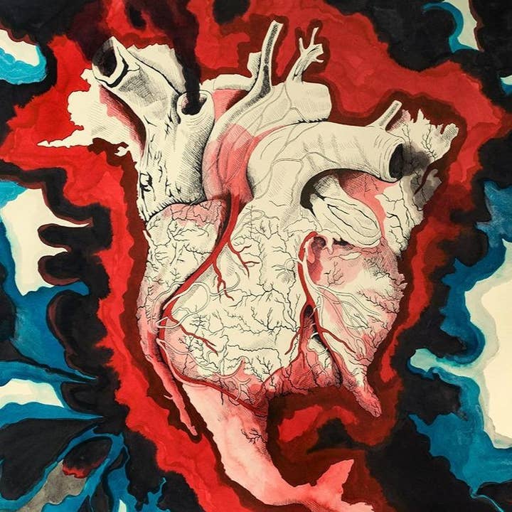 20" x 30" bloedend hart voor wholesale door Jenie Gao Studio LLC