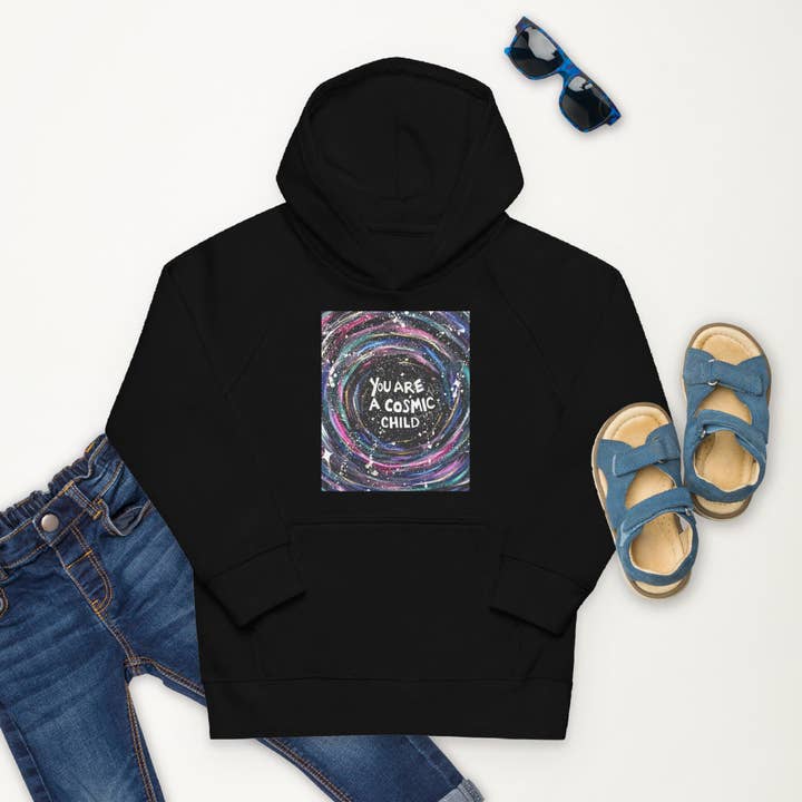 Original You Are a Cosmic Child - Kids Eco Hoodie for wholesale by Jade Meraki Studios