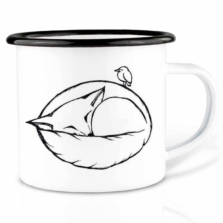 LIGARTI - Wholesale Coffee Mug - Enamel Mug - Sleeping Fox