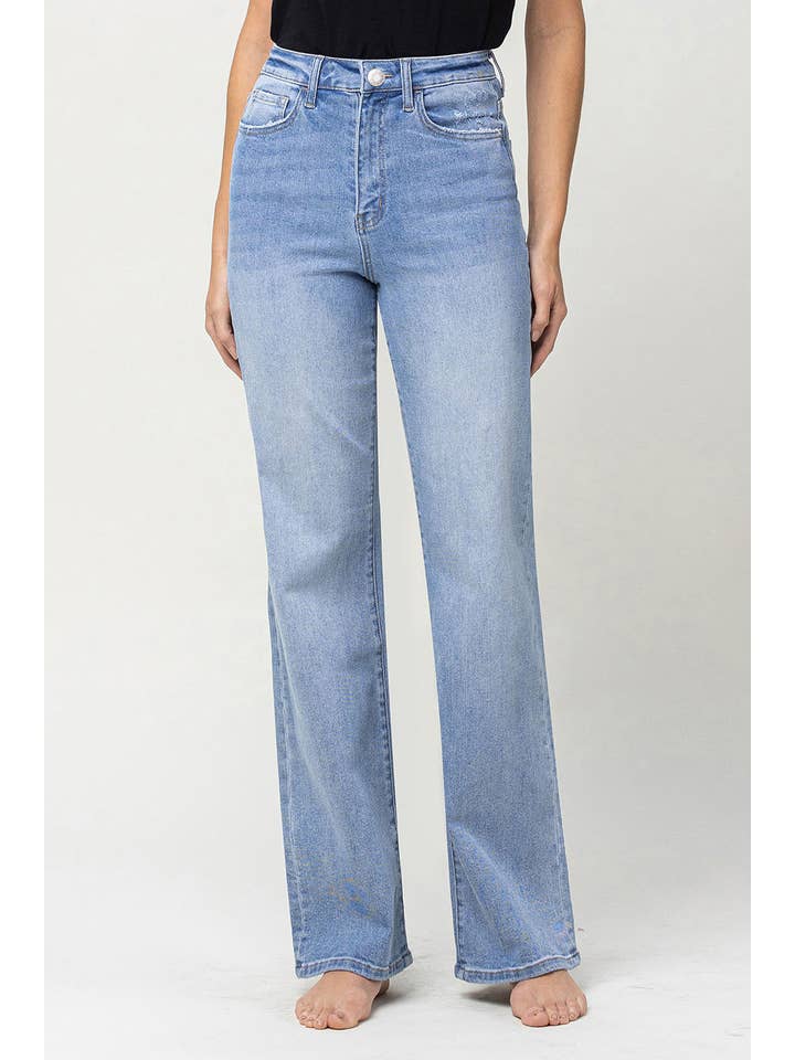 GREENE 90'S VINTAGE SUPER HIGH RISE FLARE JEANS V3132 for wholesale on Faire