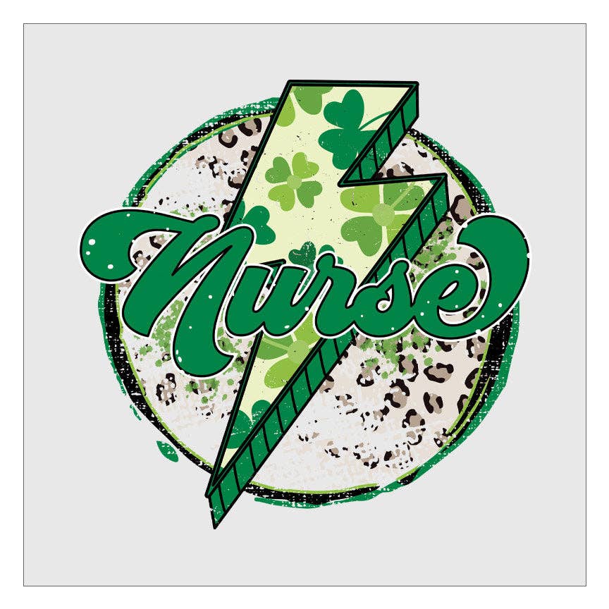 Flawless Transfers - Wholesale Sublimation Transfer - Nurse St Patricks Day Lightening Bolt DTF Transfer0