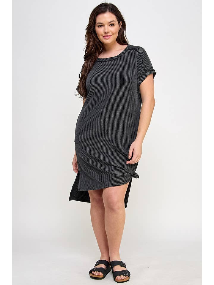 Haute Fox Plus Size & Contemporary – Engroshandel Kjole - Dame – Ribbet midi tee kjole i store størrelser JK18643-D9