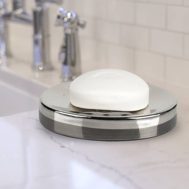 Triune 3-tone Stainless Steel & Nickel Soap Dish for wholesale by nu steel