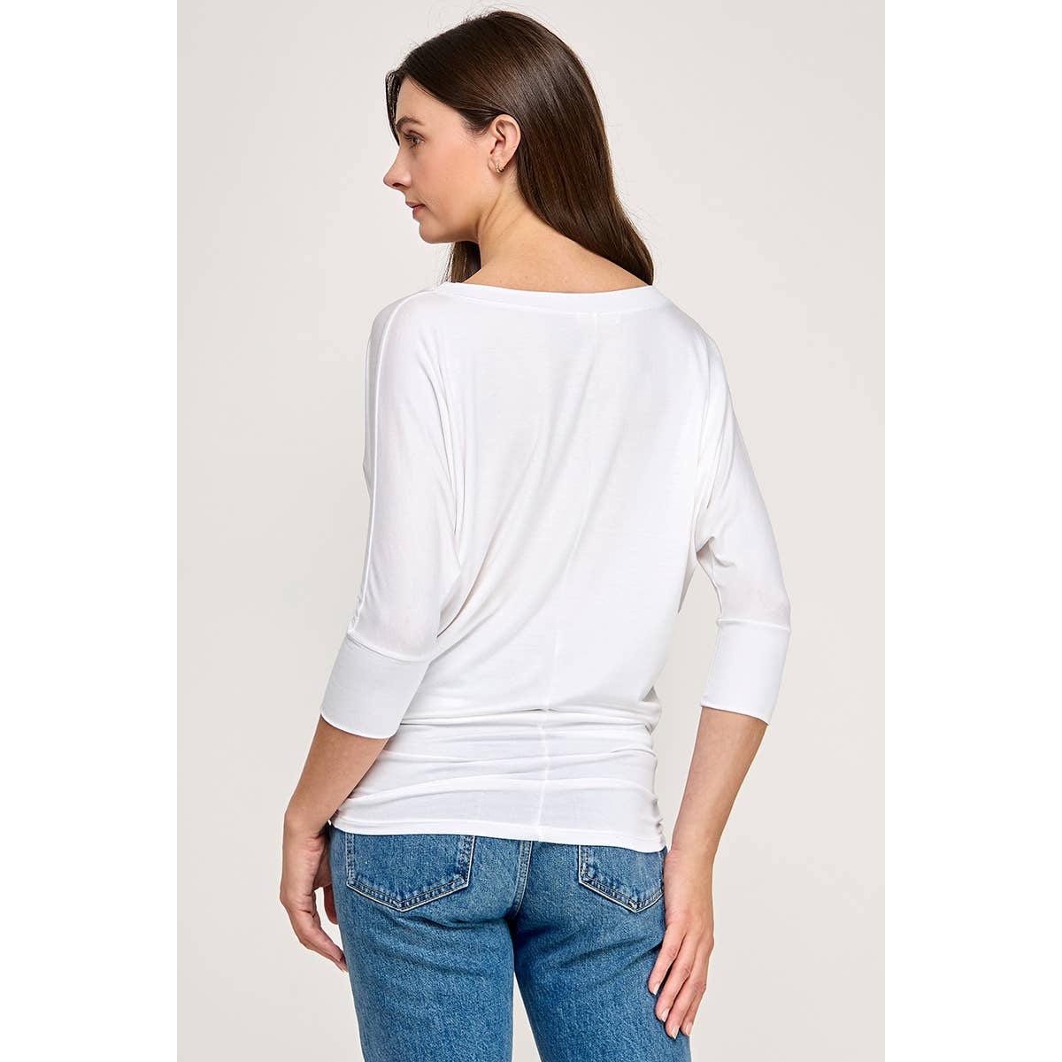 Heimious - Wholesale Knit Top - Women's - 3/4 Dolman Sleeve Round neck Modal Jersey  Top, 250381