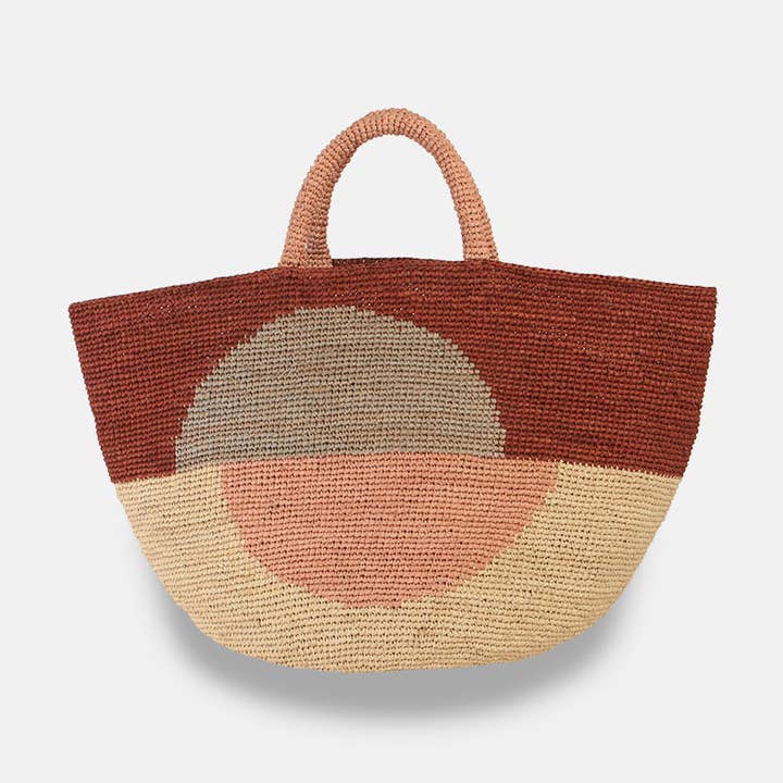 Kapity Bloc SS22 - Illustrated raffia shoulder bag for wholesale by SANS-ARCIDET PARIS