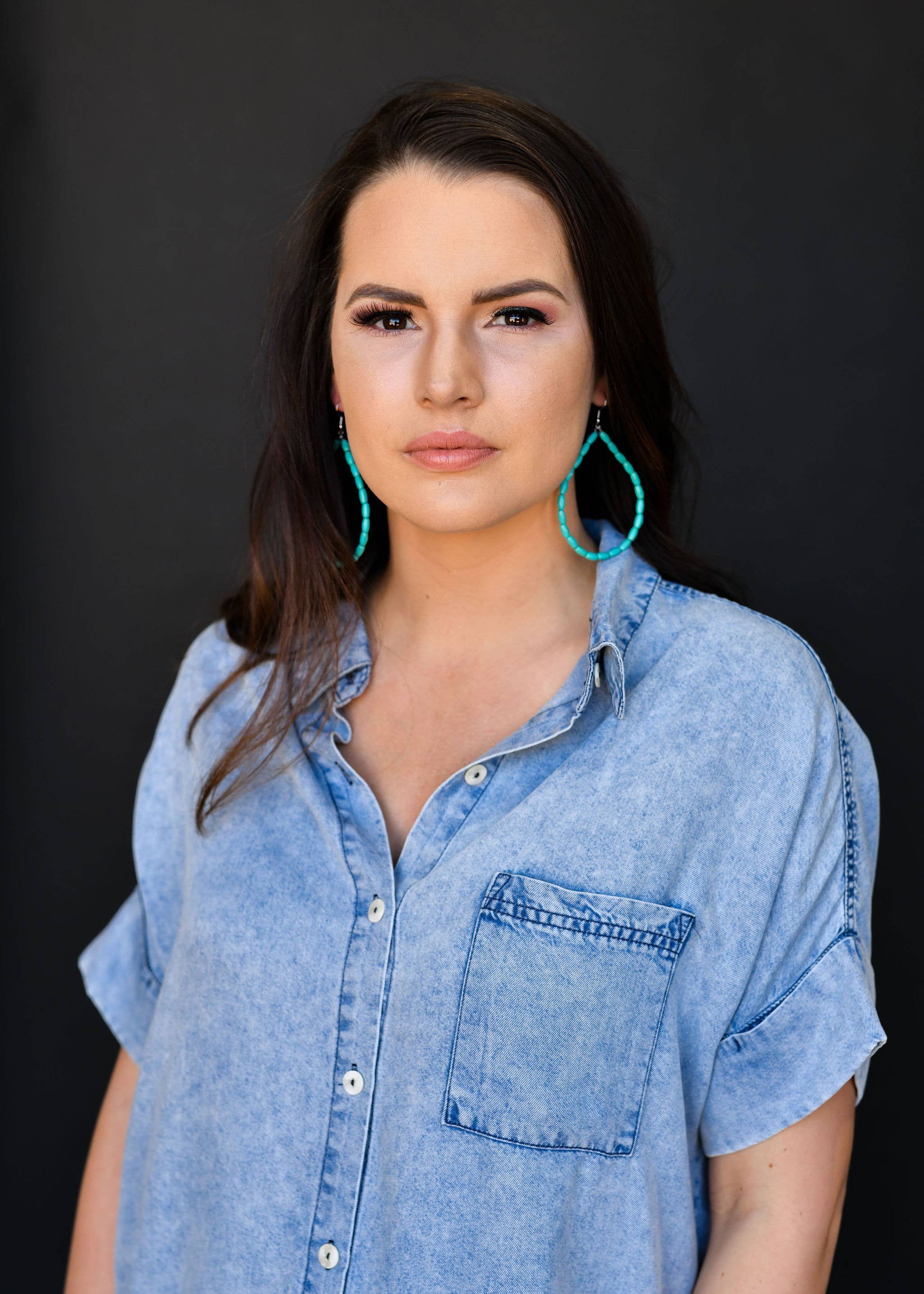 West & Co. - Wholesale Dangle Earrings - (SALE) 3" Green Turquoise Beaded Hoop Earring on Fishhook2