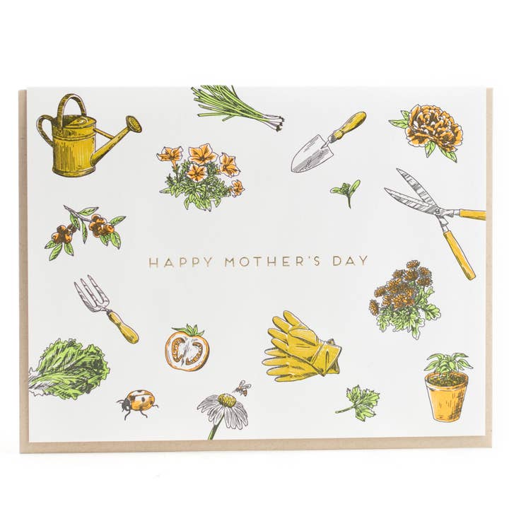 Mother's Day Gardening Card for wholesale by Porchlight Press Letterpress