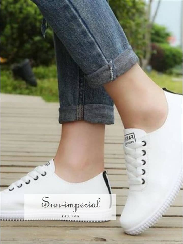 Women White Flat Sneakers Shoes Beach Footwear Size 35-40 for wholesale by Sun Imperial