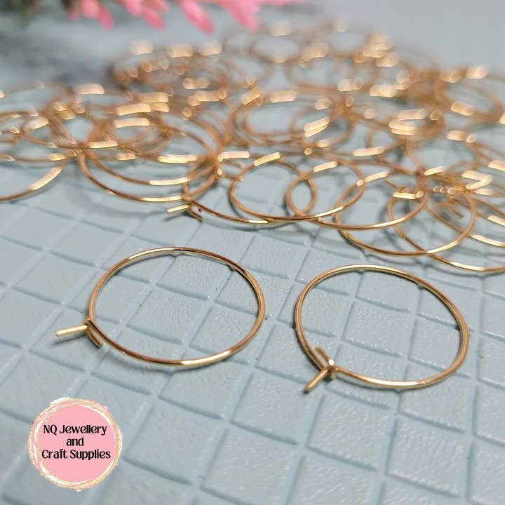 NQ Jewellery & Craft Supplies - Wholesale Hoop earrings - Gold Hoop Earrings 316 Surgical Stainless Steel 15mm 20mm & 25mm (Hook Closure)4