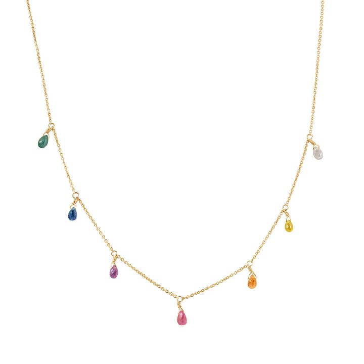 chain w. multi sapphire drops necklace for wholesale by Philippa Roberts