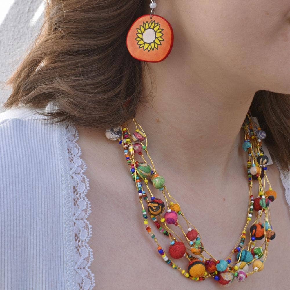 Shared Earth – Engroshandel Perlehalskæde – Halskæde Genbrugte Flerfarvede Perler 5 Rækker 25cm2