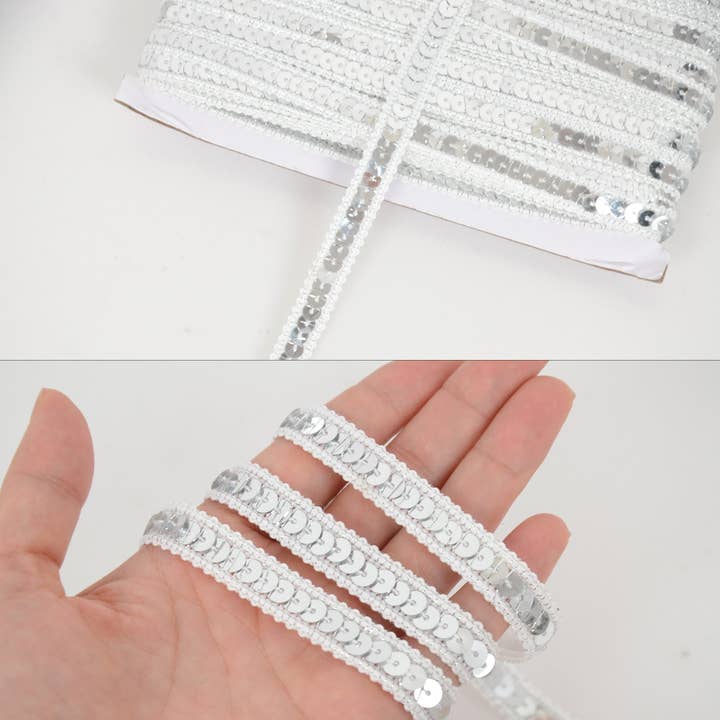 AK Brand - Wholesale Craft supplies - Sequin Trim 0.5 Inch Flat Glitter Sequin Ribbon Bling Fabric8