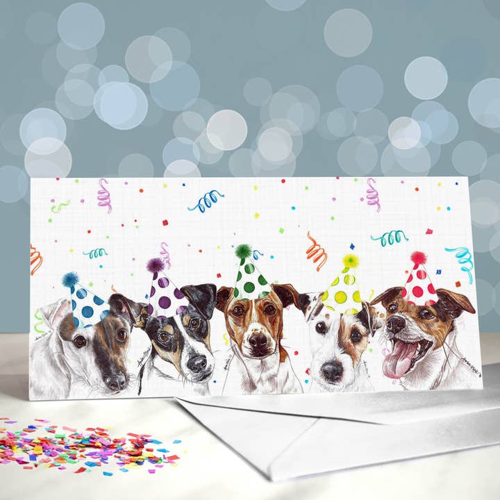 Cartes d'anniversaire pour chiens Jack Russell Terrier - Carte de vœux JRT pour la vente par Amber Marie Studio