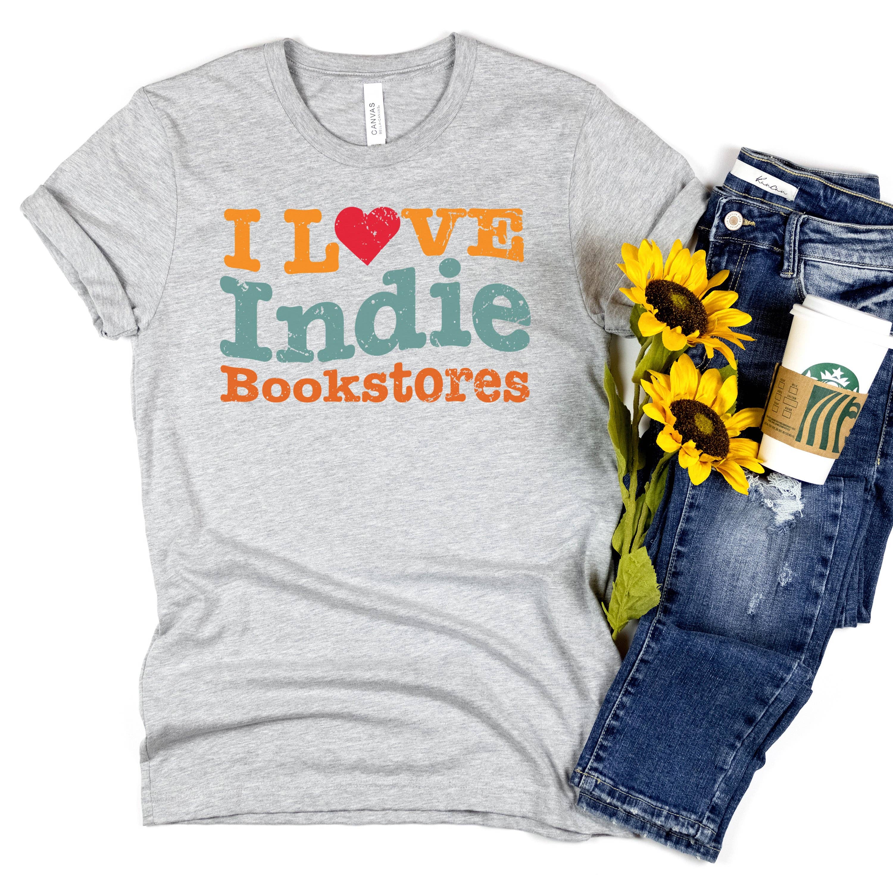 The Obstinate Octopus - Wholesale Screen Printed T-Shirt - Women's - "I Love Indie Bookstores" Wave Tee6