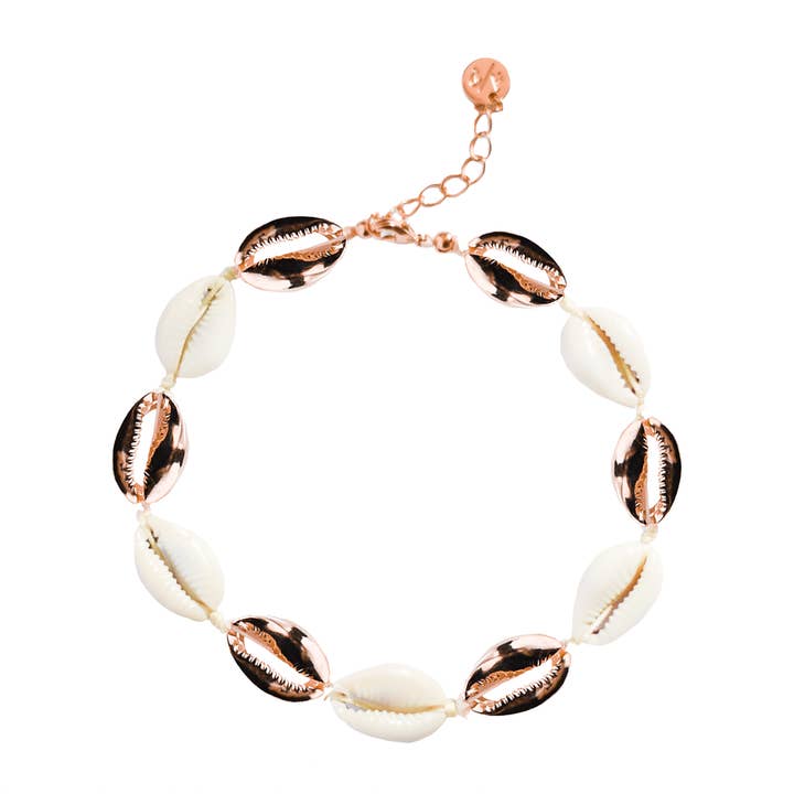 Alternating Mini Shell Anklet - 14k Rose Gold for wholesale by Adriana Pappas Designs