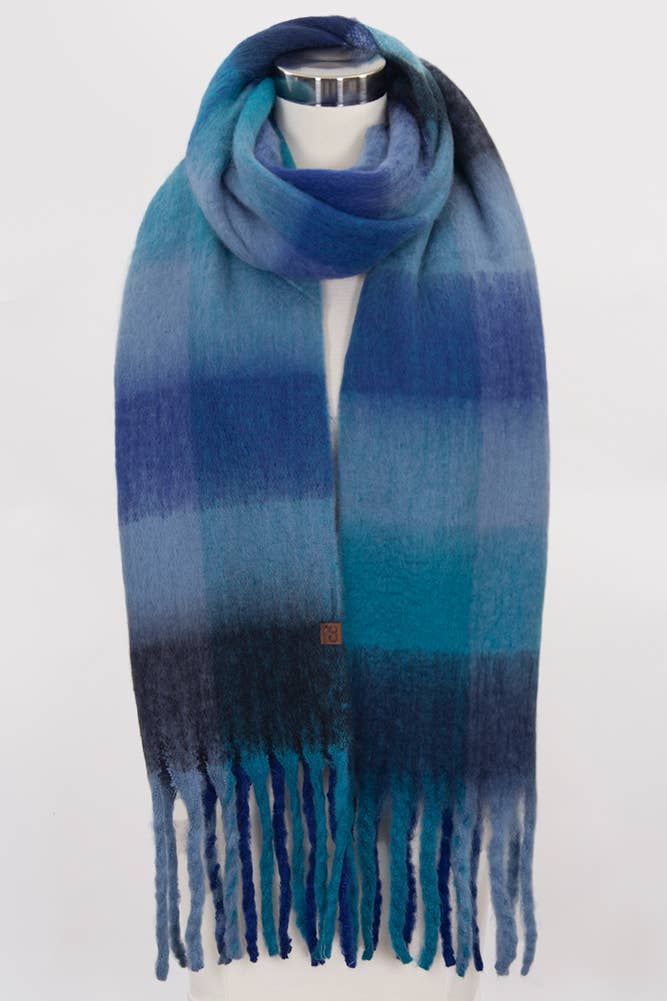 Hana - Wholesale Scarf - Women's - C.C Multi Color Block Plaid Check Pattern Woven Winter Scarf15