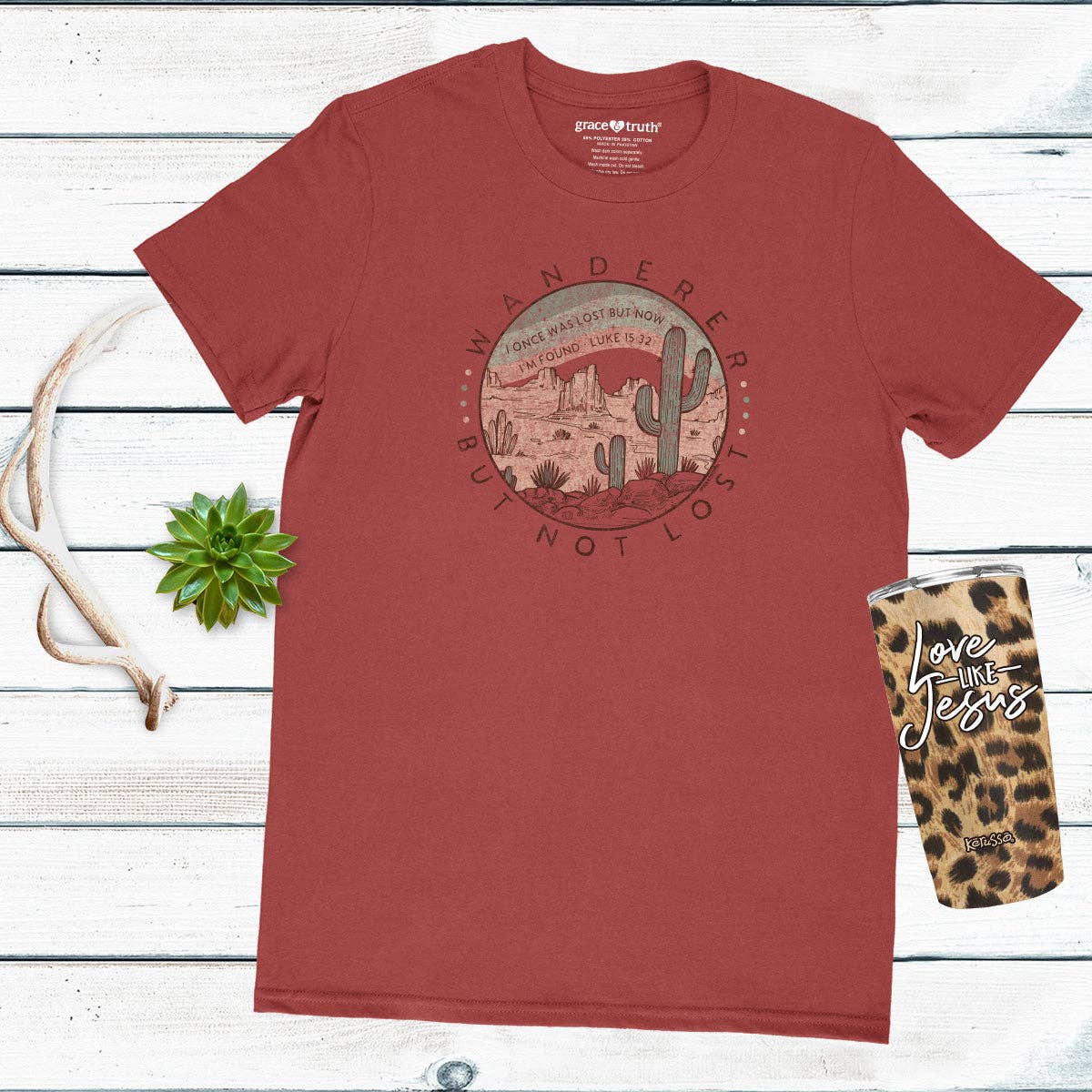 Terre cuite T-shirt Grace & Truth Wanderer pour femme en vente sur Faire3