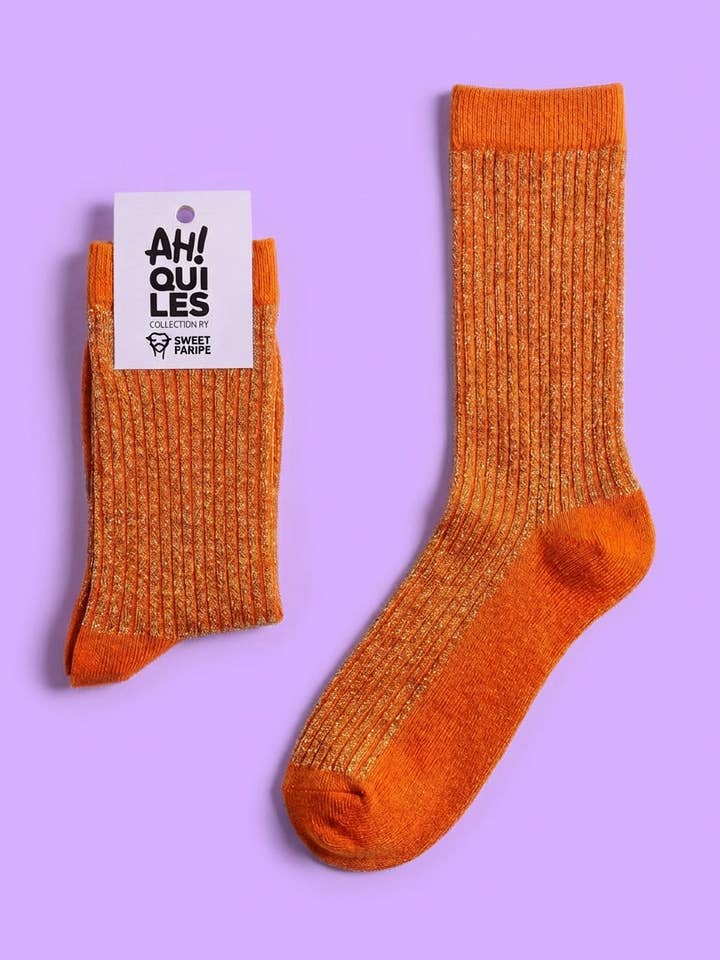Chaussettes Lurex Chara Ahquiles couleur orange dorée pour la vente par SWEET PARIPE