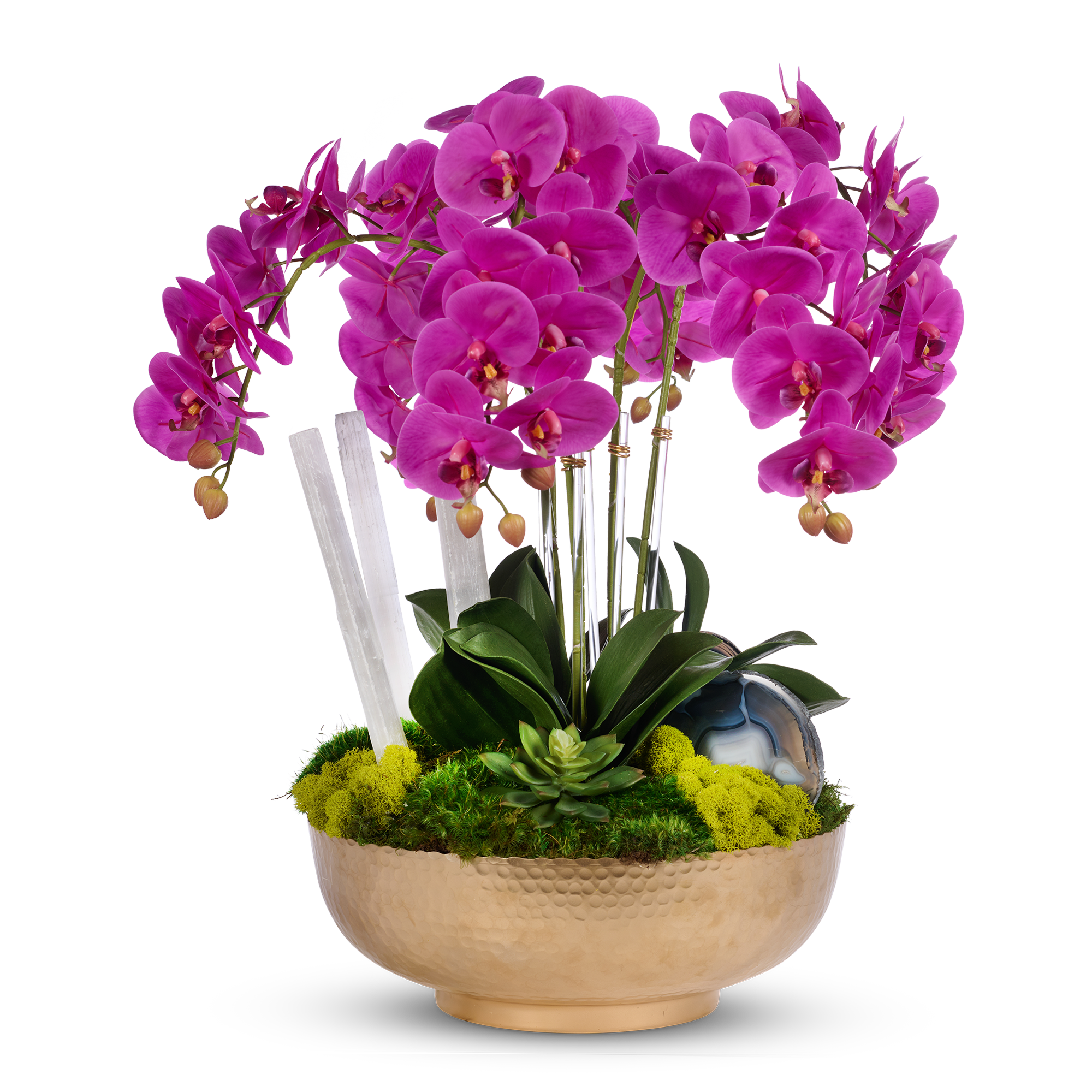 T&C Floral Company - Wholesale Artificial Flowers - Orchids in hammered metal1