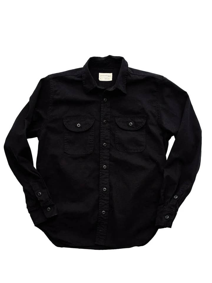 Grown and Sewn - Wholesale Button Down Shirt - Men's - Walsh Work Shirt - 8 oz. Brushed Canvas - Black