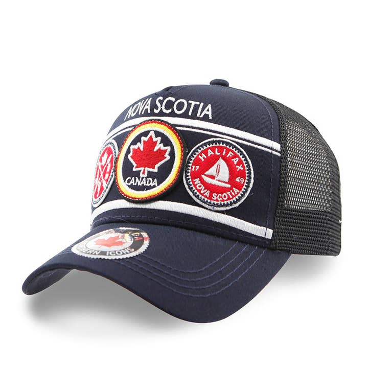 Nova Scotia patch embroidery trucker hats for wholesale by Northern Icons Canada